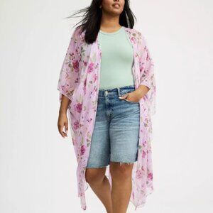 TORRID *BNWT* LILAC PINK FLORAL CHIFFON RUANA - ONE SIZE, FITS UP 1X-6X